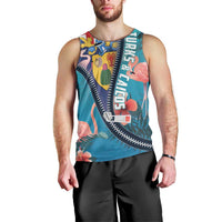 Turks and Caicos Islands Flamingo Men Tank Top Zipper Stylized