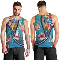 Turks and Caicos Islands Flamingo Men Tank Top Zipper Stylized
