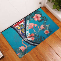 Turks and Caicos Islands Flamingo Rubber Doormat Zipper Stylized