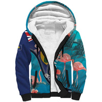 Turks and Caicos Islands Flamingo Sherpa Hoodie Zipper Stylized