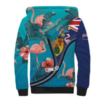 Turks and Caicos Islands Flamingo Sherpa Hoodie Zipper Stylized