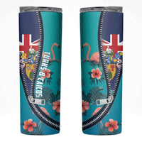 Turks and Caicos Islands Flamingo Skinny Tumbler Zipper Stylized