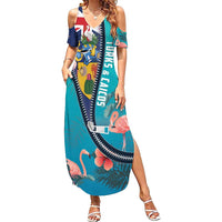 Turks and Caicos Islands Flamingo Summer Maxi Dress Zipper Stylized