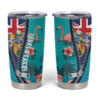 Turks and Caicos Islands Flamingo Tumbler Cup Zipper Stylized