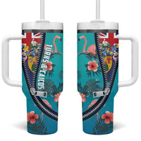 Turks and Caicos Islands Flamingo Tumbler With Handle Zipper Stylized