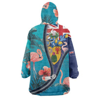 Turks and Caicos Islands Flamingo Wearable Blanket Hoodie Zipper Stylized