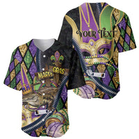 Personalized Mardi Gras Alligator Baseball Jersey Colorful Zipper Stylized