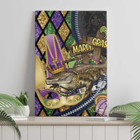 Mardi Gras Alligator Canvas Wall Art Colorful Zipper Stylized