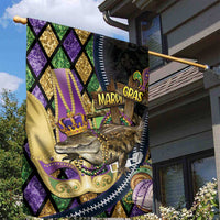 Mardi Gras Alligator Garden Flag Colorful Zipper Stylized