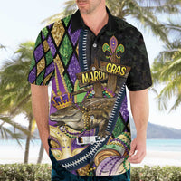 Personalized Mardi Gras Alligator Hawaiian Shirt Colorful Zipper Stylized