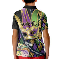 Personalized Mardi Gras Alligator Kid Polo Shirt Colorful Zipper Stylized