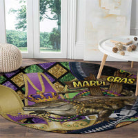 Mardi Gras Alligator Round Carpet Colorful Zipper Stylized
