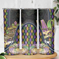 Personalized Mardi Gras Alligator Skinny Tumbler Colorful Zipper Stylized