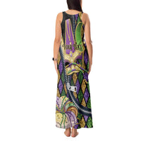 Personalized Mardi Gras Alligator Tank Maxi Dress Colorful Zipper Stylized