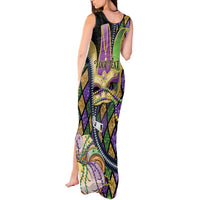 Personalized Mardi Gras Alligator Tank Maxi Dress Colorful Zipper Stylized