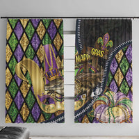 Mardi Gras Alligator Window Curtain Colorful Zipper Stylized