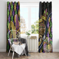 Mardi Gras Alligator Window Curtain Colorful Zipper Stylized