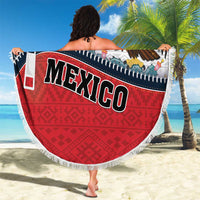 Mexico Flag Day Beach Blanket Mexican Coat Of Arms Zipper Stylized