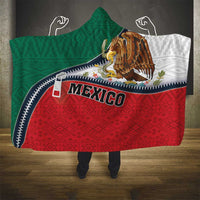 Mexico Flag Day Hooded Blanket Mexican Coat Of Arms Zipper Stylized