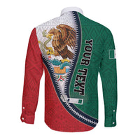 Personalized Mexico Flag Day Long Sleeve Button Shirt Mexican Coat Of Arms Zipper Stylized