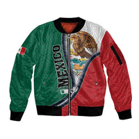 Personalized Mexico Flag Day Sleeve Zip Bomber Jacket Mexican Coat Of Arms Zipper Stylized