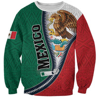 Personalized Mexico Flag Day Sweatshirt Mexican Coat Of Arms Zipper Stylized