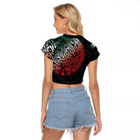 Mexican Aztec Circle Raglan Cropped T Shirt Flag Color Unique Style