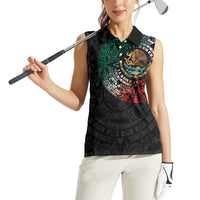 Mexican Aztec Circle Women Sleeveless Polo Shirt Flag Color Unique Style
