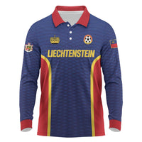 Custom Football 2026 Liechtenstein Long Sleeve Polo Shirt Blau-Rot Come On