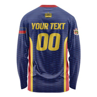 Custom Football 2026 Liechtenstein Long Sleeve Shirt Blau-Rot Come On