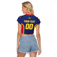 Custom Football 2026 Liechtenstein Raglan Cropped T Shirt Blau-Rot Come On