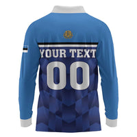 Custom Football 2026 Estonia Long Sleeve Polo Shirt Sinisargid Come On