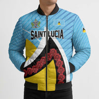 Personalised Saint Lucia Bomber Puffer Jacket Pearl of the Caribbean