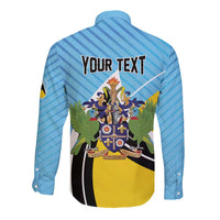Personalised Saint Lucia Long Sleeve Button Shirt Pearl of the Caribbean