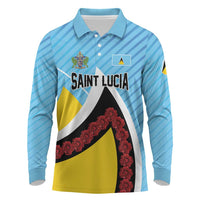 Personalised Saint Lucia Long Sleeve Polo Shirt Pearl of the Caribbean