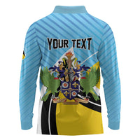Personalised Saint Lucia Long Sleeve Polo Shirt Pearl of the Caribbean