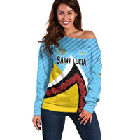 Personalised Saint Lucia Off Shoulder Sweater Pearl of the Caribbean