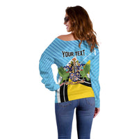 Personalised Saint Lucia Off Shoulder Sweater Pearl of the Caribbean
