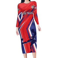 Personalized Costa Rica 2024 Soccer Family Matching Long Sleeve Bodycon Dress and Hawaiian Shirt Come On Los Ticos - Wonder Print Shop