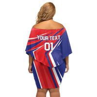 Personalized Costa Rica 2024 Soccer Family Matching Off Shoulder Short Dress and Hawaiian Shirt Come On Los Ticos - Wonder Print Shop