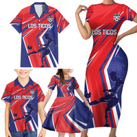 Personalized Costa Rica 2024 Soccer Family Matching Short Sleeve Bodycon Dress and Hawaiian Shirt Come On Los Ticos - Wonder Print Shop
