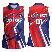 Personalized Costa Rica 2024 Soccer Women Sleeveless Polo Shirt Come On Los Ticos - Wonder Print Shop