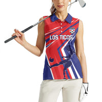 Personalized Costa Rica 2024 Soccer Women Sleeveless Polo Shirt Come On Los Ticos - Wonder Print Shop