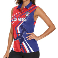 Personalized Costa Rica 2024 Soccer Women Sleeveless Polo Shirt Come On Los Ticos - Wonder Print Shop
