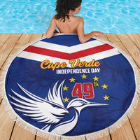 Cape Verde Independence Day Beach Blanket Gerbera Daisy Pattern - Wonder Print Shop