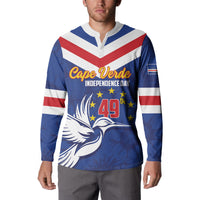 Cape Verde Independence Day Button Sweatshirt Gerbera Daisy Pattern - Wonder Print Shop