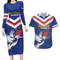 Cape Verde Independence Day Couples Matching Long Sleeve Bodycon Dress and Hawaiian Shirt Gerbera Daisy Pattern - Wonder Print Shop