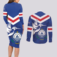 Cape Verde Independence Day Couples Matching Long Sleeve Bodycon Dress and Long Sleeve Button Shirt Gerbera Daisy Pattern - Wonder Print Shop