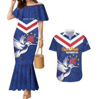 Cape Verde Independence Day Couples Matching Mermaid Dress and Hawaiian Shirt Gerbera Daisy Pattern - Wonder Print Shop