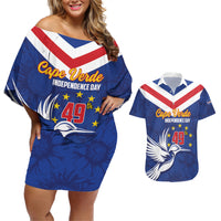 Cape Verde Independence Day Couples Matching Off Shoulder Short Dress and Hawaiian Shirt Gerbera Daisy Pattern - Wonder Print Shop